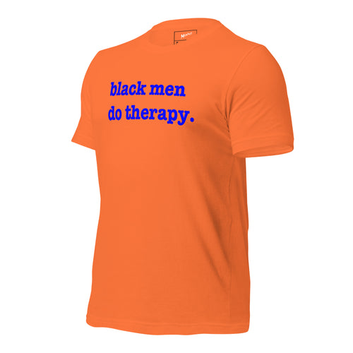 Black Men Do Therapy T-Shirt - Blue Writing