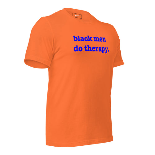Black Men Do Therapy T-Shirt - Blue Writing