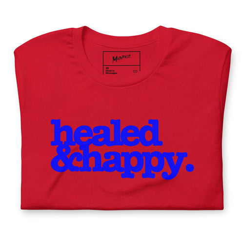 Health & Happy Unisex T-Shirt - Blue Writing