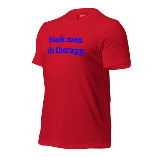 Black Men Do Therapy T-Shirt - Blue Writing