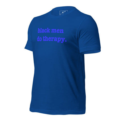 Black Men Do Therapy T-Shirt - Blue Writing