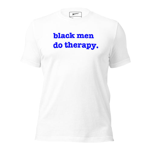 Black Men Do Therapy T-Shirt - Blue Writing