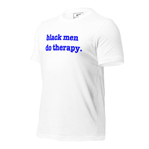 Black Men Do Therapy T-Shirt - Blue Writing