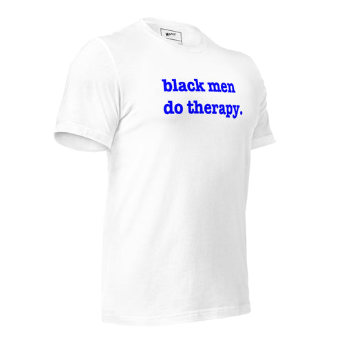 Black Men Do Therapy T-Shirt - Blue Writing