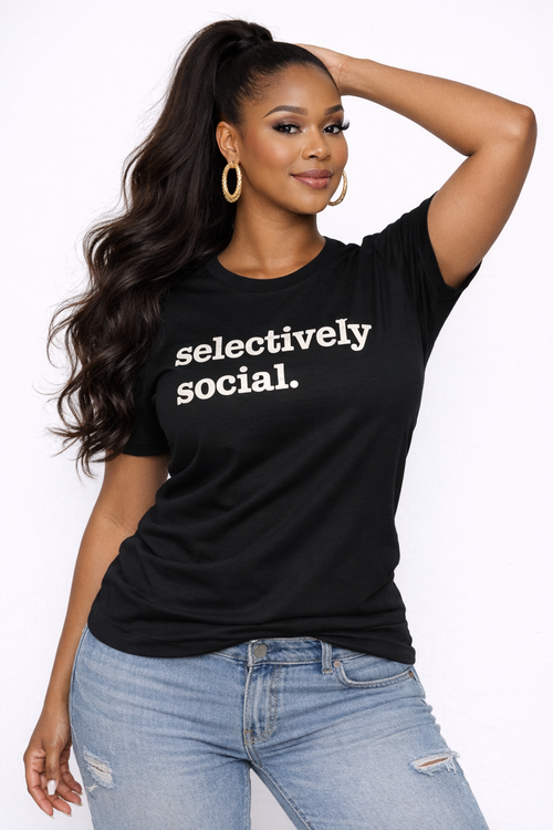 Selectively Social Unisex T-Shirt - White Writing