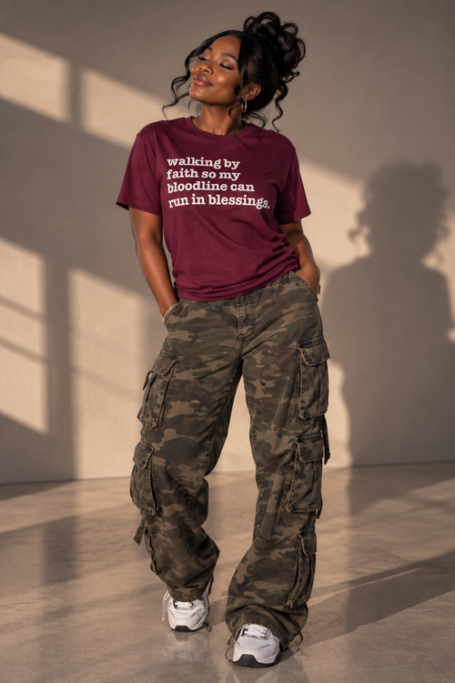 Walking By Faith So My Bloodline Can Run In Blessings Unisex T-Shirt - Signature