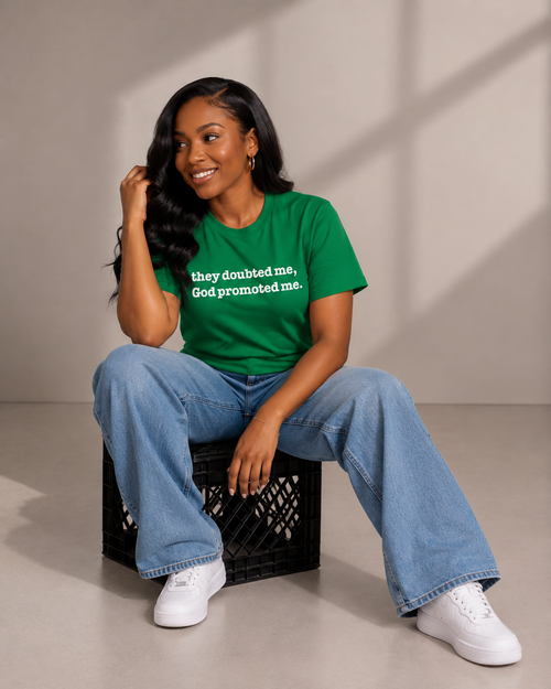They Doubted Me, God Promoted Me Unisex T-Shirt - Signature
