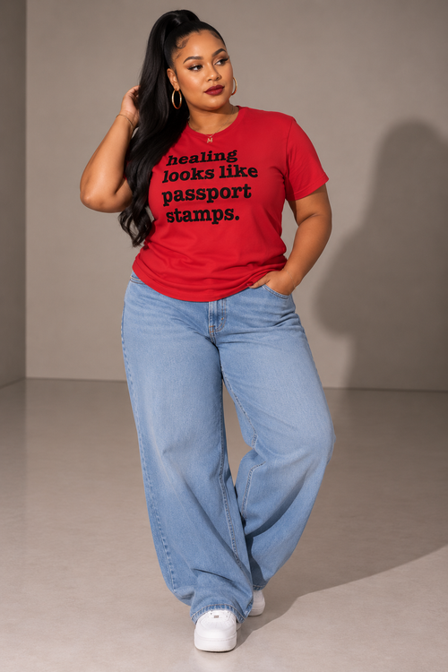 Healing Looks Like Passport Stamps Unisex T-Shirt - Classic