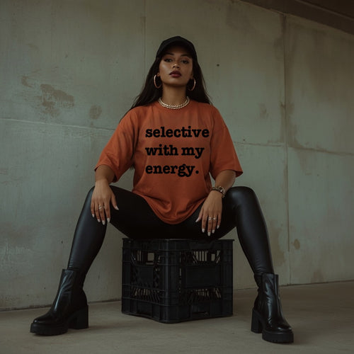 Selective With My Energy Unisex T-Shirt - Black Writing