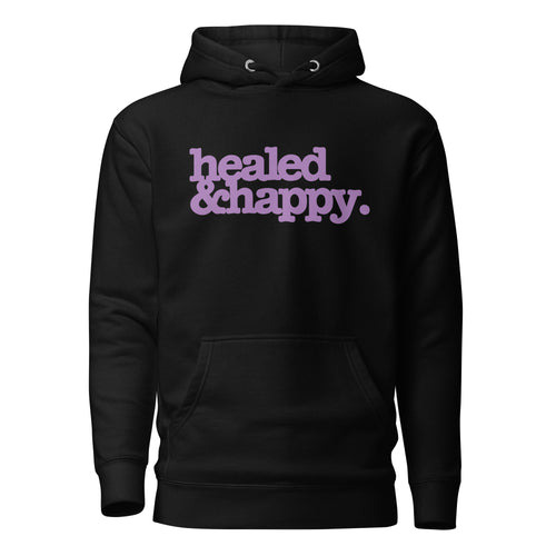 Healed & Happy Unisex Hoodie - Lavender Writing