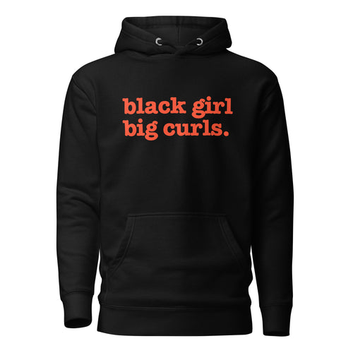 Black Girl Big Curls Unisex Hoodie - Red Writing