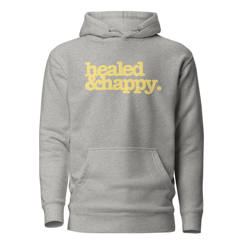 Healed & Happy Unisex Hoodie - Yellow Writing