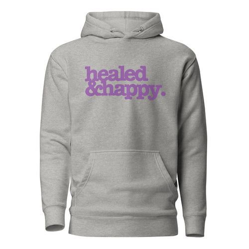 Healed & Happy Unisex Hoodie - Lavender Writing