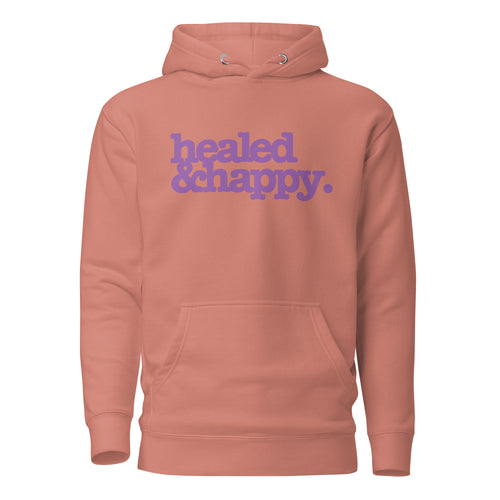 Healed & Happy Unisex Hoodie - Lavender Writing