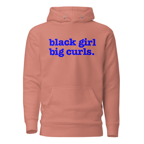 Black Girl Big Curls Unisex Hoodie - Blue Writing
