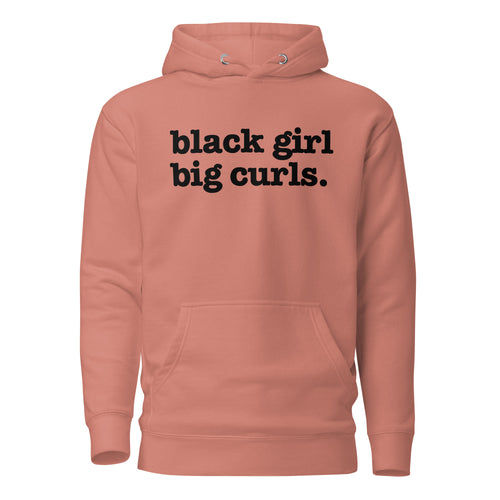 Black Girl Big Curls Unisex Hoodie - Black Writing