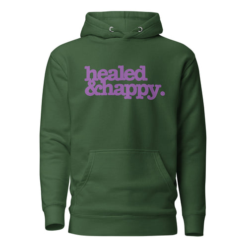 Healed & Happy Unisex Hoodie - Lavender Writing