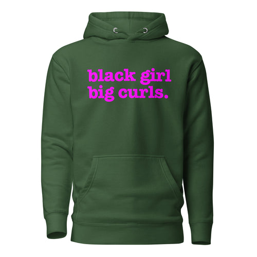 Black Girl Big Curls Unisex Hoodie - Bright Purple Writing