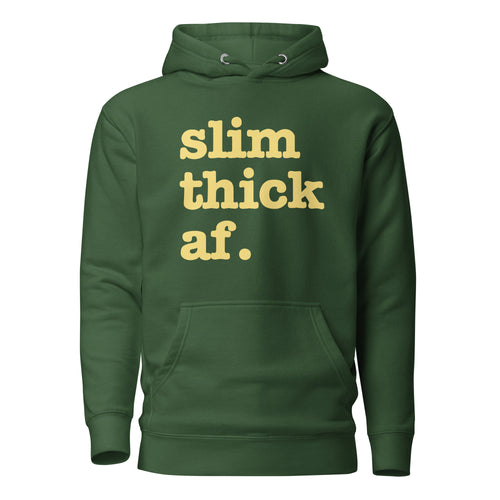 Slim Thick AF. Unisex Hoodie - Yellow Writing