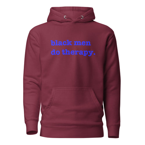 Black Men Do Therapy Unisex Hoodie - Blue Writing