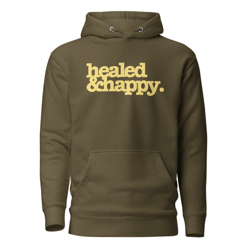 Healed & Happy Unisex Hoodie - Yellow Writing