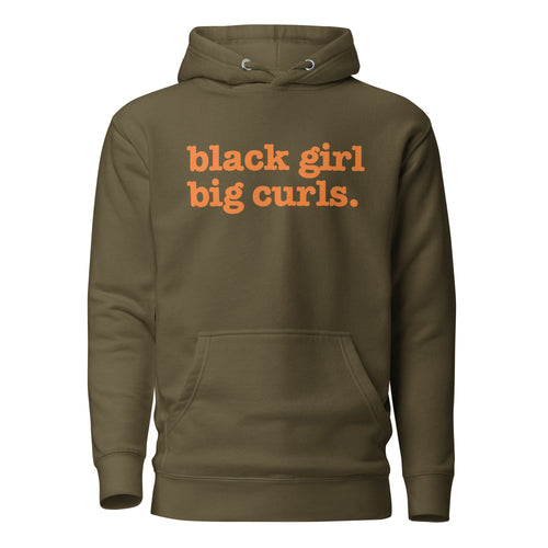Black Girl Big Curls Unisex Hoodie - Orange Writing