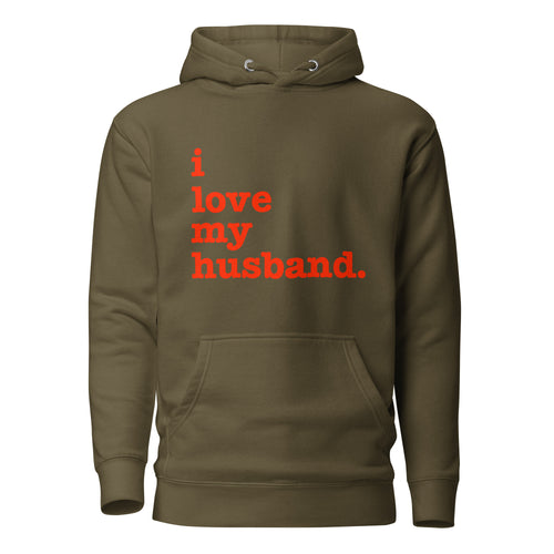 I Love My Husband Unisex Hoodie - Red Writing