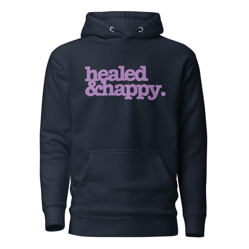 Healed & Happy Unisex Hoodie - Lavender Writing