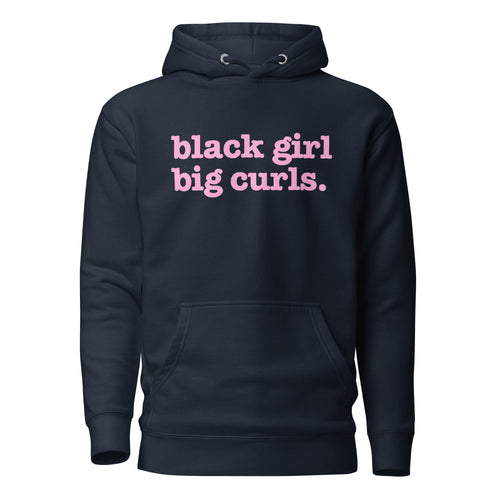 Black Girl Big Curls Unisex Hoodie - Pink Writing
