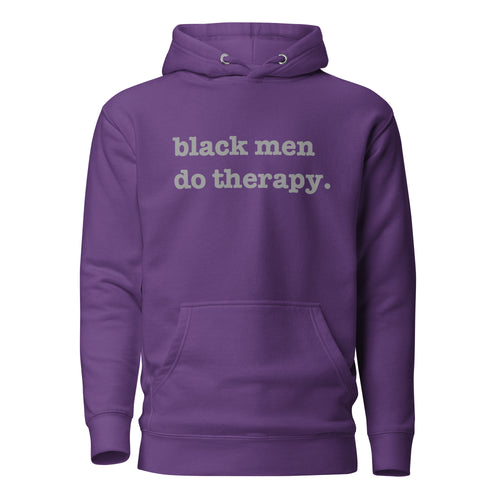 Black Men Do Therapy Unisex Hoodie - Silver Writing