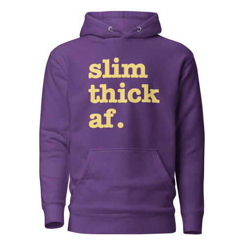 Slim Thick AF. Unisex Hoodie - Yellow Writing