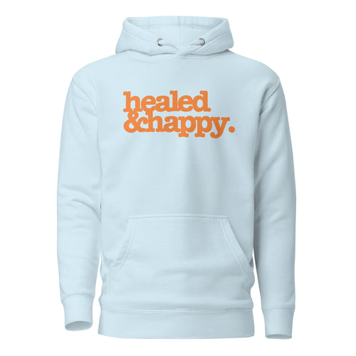 Healed & Happy Unisex Hoodie - Orange Writing