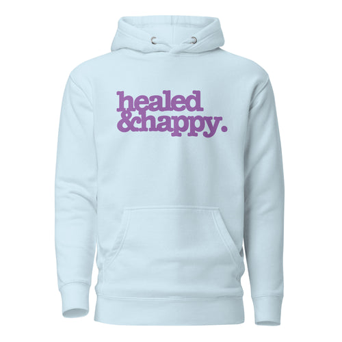 Healed & Happy Unisex Hoodie - Lavender Writing