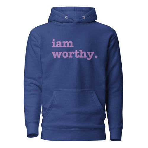 I Am Worthy Unisex Hoodie - Purple Writing
