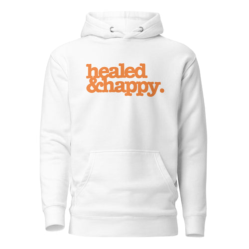 Healed & Happy Unisex Hoodie - Orange Writing