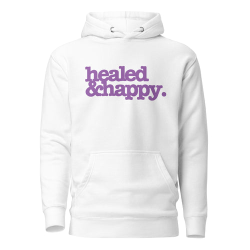 Healed & Happy Unisex Hoodie - Lavender Writing