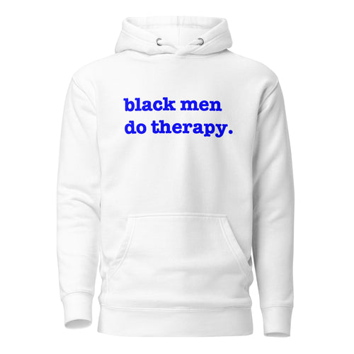Black Men Do Therapy Unisex Hoodie - Blue Writing