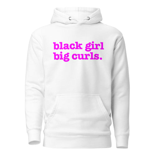 Black Girl Big Curls Unisex Hoodie - Bright Purple Writing