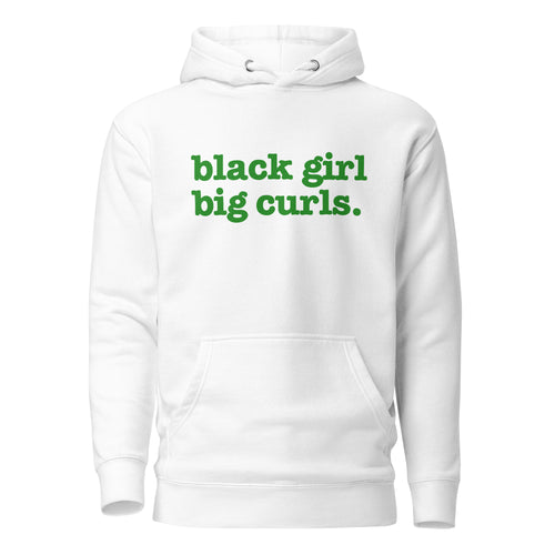 Black Girl Big Curls Unisex Hoodie - Green Writing