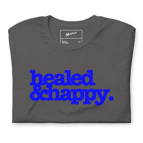 Health & Happy Unisex T-Shirt - Blue Writing