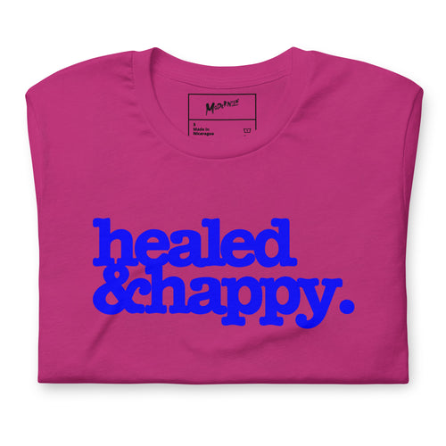 Health & Happy Unisex T-Shirt - Blue Writing