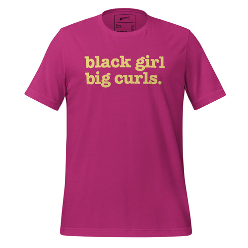 Black Girl Big Curls Unisex T-Shirt- Yellow Writing