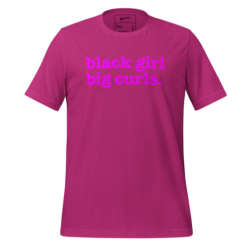 Black Girl Big Curls Unisex T-Shirt - Bright Purple Writing