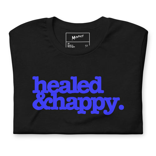 Health & Happy Unisex T-Shirt - Blue Writing