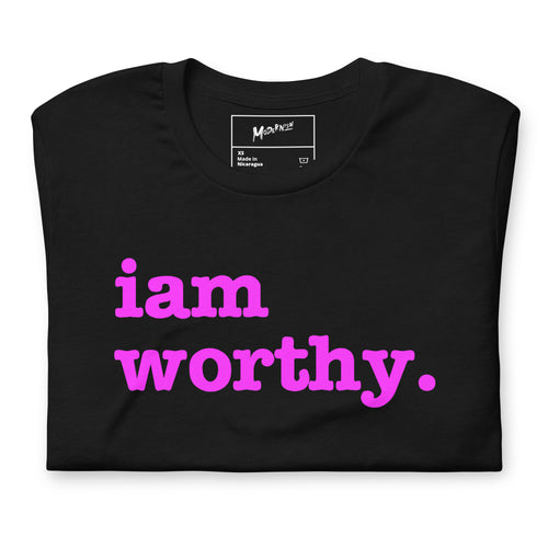 I Am Worthy Unisex T-Shirt - Bright Purple Writing