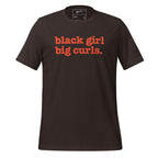 Black Girl Big Curls Unisex T-Shirt - Red Writing