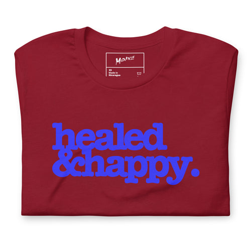 Health & Happy Unisex T-Shirt - Blue Writing