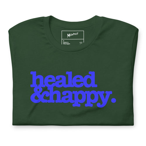 Health & Happy Unisex T-Shirt - Blue Writing