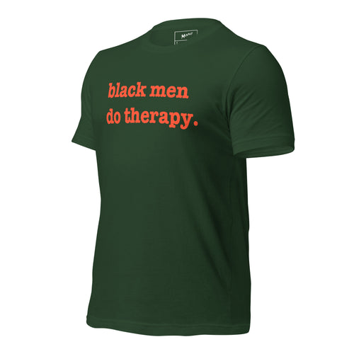 Black Men Do Therapy T-Shirt - Red Writing