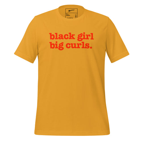 Black Girl Big Curls Unisex T-Shirt - Red Writing
